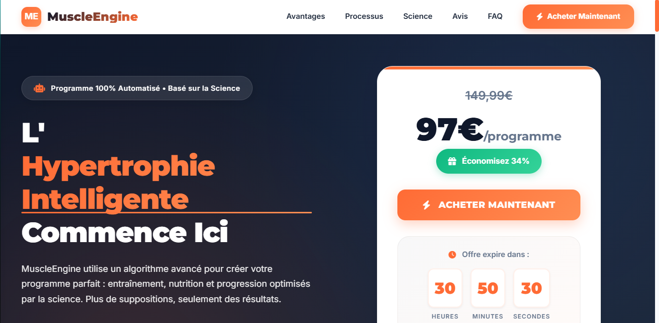 Capture d'écran de MuscleEngine.fr